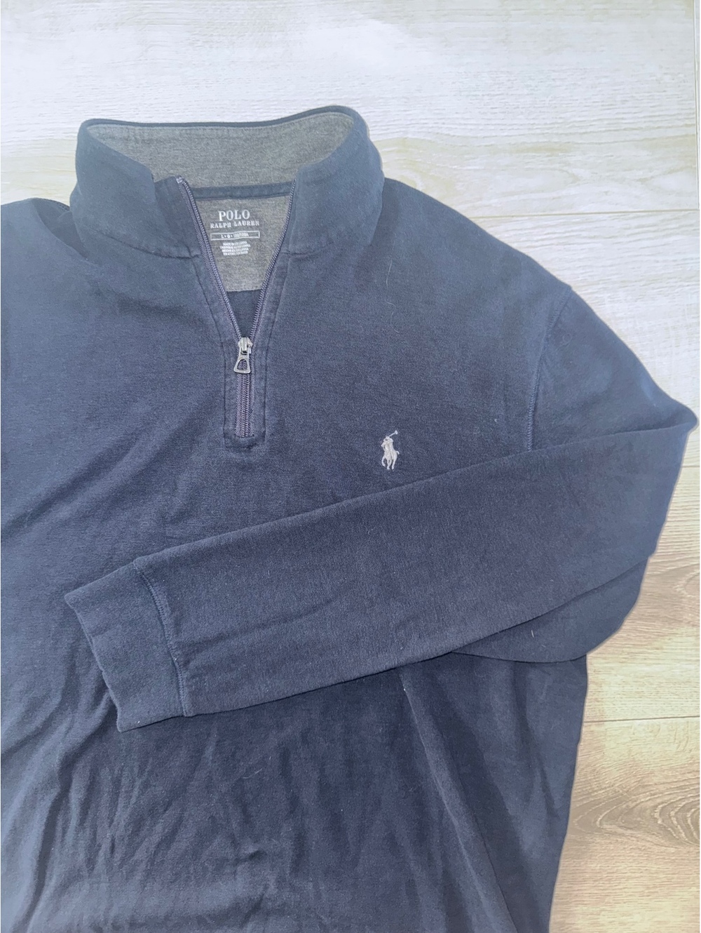 Men's Polo Ralph Lauren navy quarter-zip fleece pullover size large